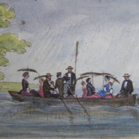 Zámecká společnost na Velkém zámeckém rybníku, pol. 19. století