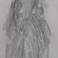 Gisela Silva-Tarouca, roz. Stolberg-Stolberg  jako „rytířka“na kresbě rakouského malíře Leopolda Brunnera, kolem r. 1840