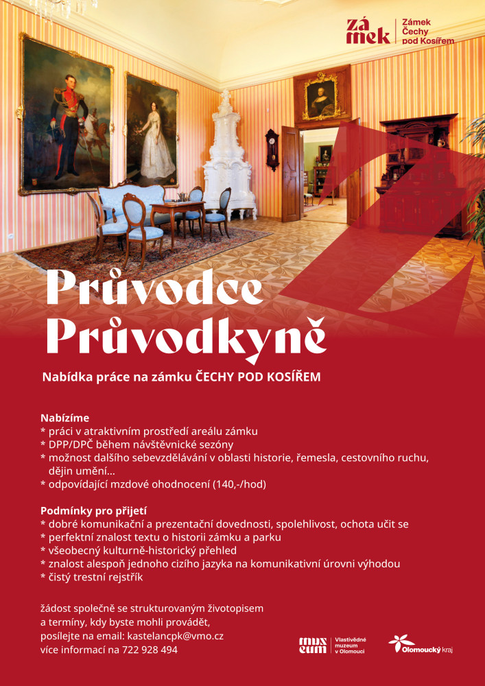 Nabídka brigády na zámku Čechy pod Kosířem - průvodce